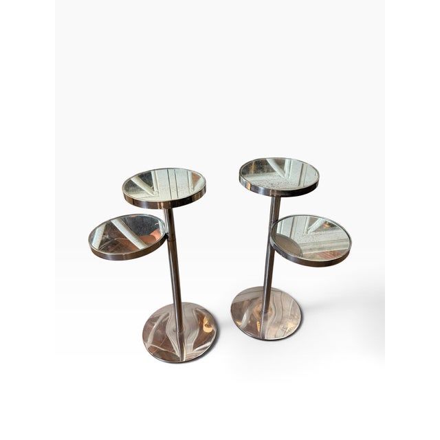 Pair of Modern Designer Mirrored Cocktail End Tables For Sale - Image 4 of 5