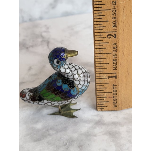 Metal Vintage Chinese Cloisonné Enameled Brass Duck For Sale - Image 7 of 8