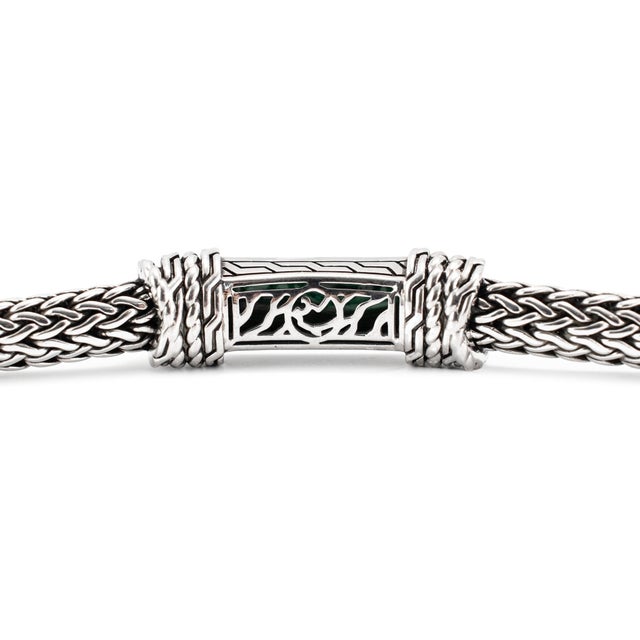 Men’s Effy Silver 10.20 Ct Malachite Braided Chain Wheat Mesh Link Bracelet For Sale In Houston - Image 6 of 9