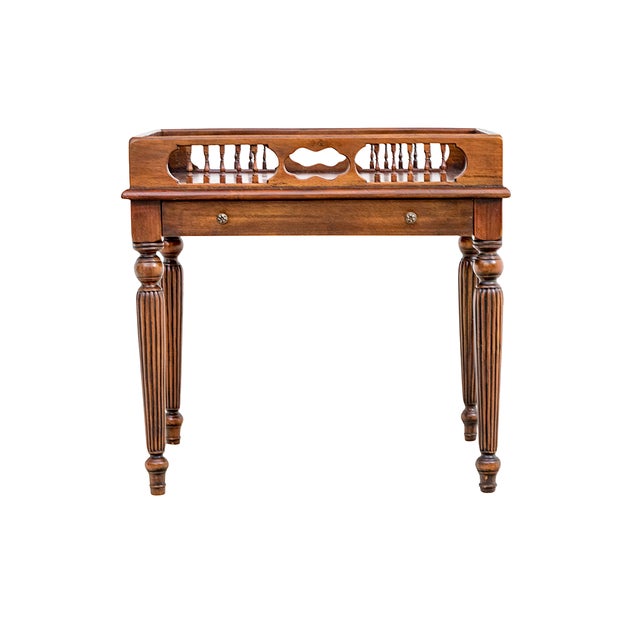Theodore Alexander Mahogany Galleried Drinks Table With Leather Top & Drawer For Sale In Raleigh - Image 6 of 11