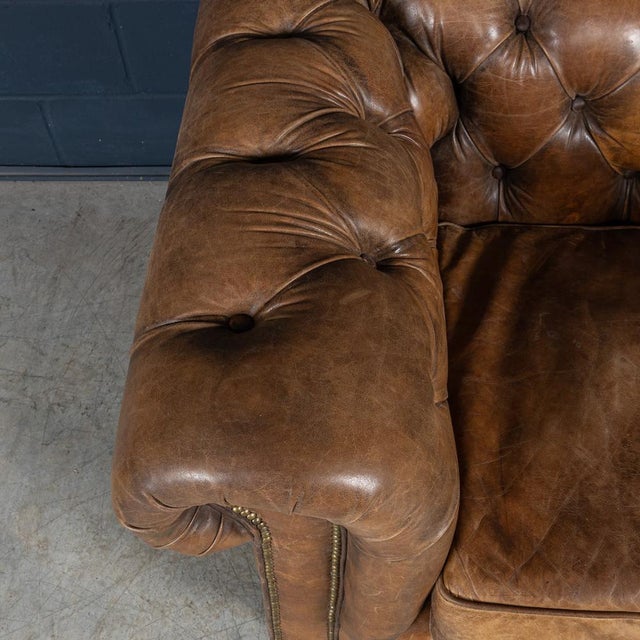 21st Century English Brown Leather Chesterfield Armchair by Halo For Sale - Image 16 of 18