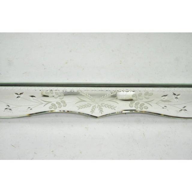 Vintage Venetian Art Deco Scalloped Edge Floral Etched Glass Large Wall Mirror For Sale In Philadelphia - Image 6 of 11