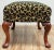 Yellow Vintage Curved Wood Leg Upholstered Leopard Print Ottoman For Sale - Image 8 of 10