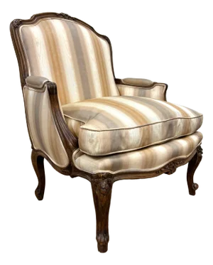 Antique French Louis XV Carved Bergere Chair Fauteuil