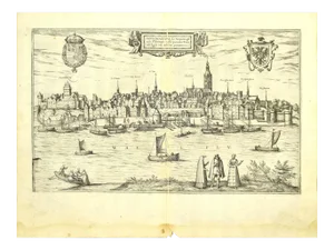 Franz Hogenberg - Map of Nijmegen - Etching - Late 16th Century