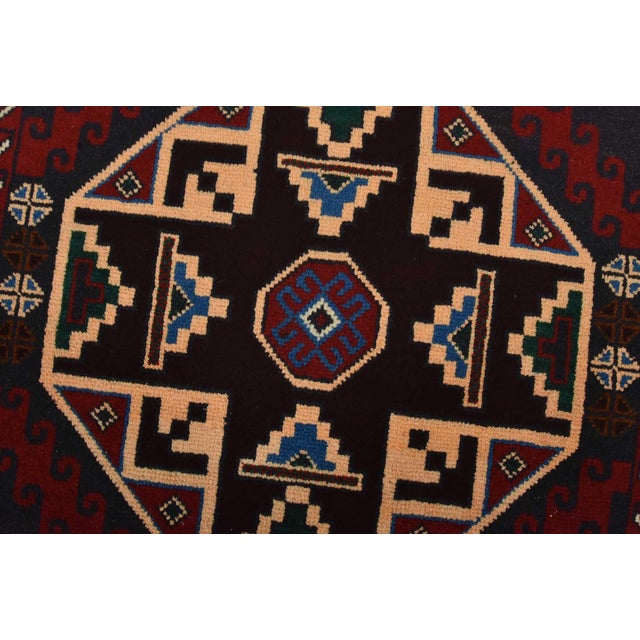 Baloch Rug 3′ X 4’10” Blue Wool Vintage Tribal Hand-Knotted Oriental Carpet For Sale - Image 4 of 10