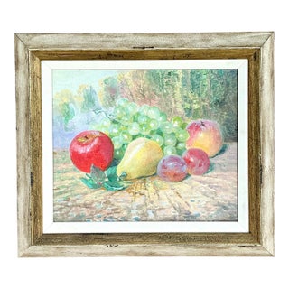 Vintage Boho Original Still Life Oil Painting on Canvas For Sale