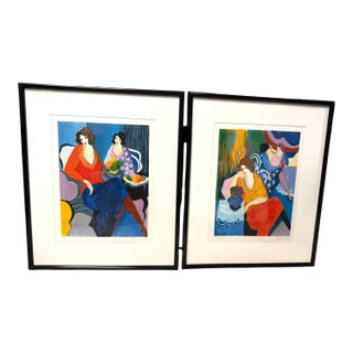 1980s Itzchak Tarkay Women Lounging Limited Serigraphs - Set of 2 For Sale