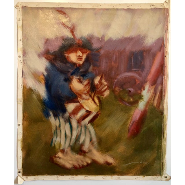 Artur Duch, Spanish Catalan Modernist Oil Painting Drummer Boy Figurative Abstraction, 1984 For Sale - Image 4 of 5