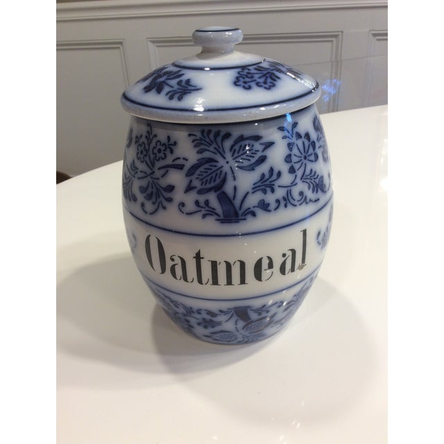 Antique Flow Blue Blue Onion Kitchen Canisters Germany Set Of 3