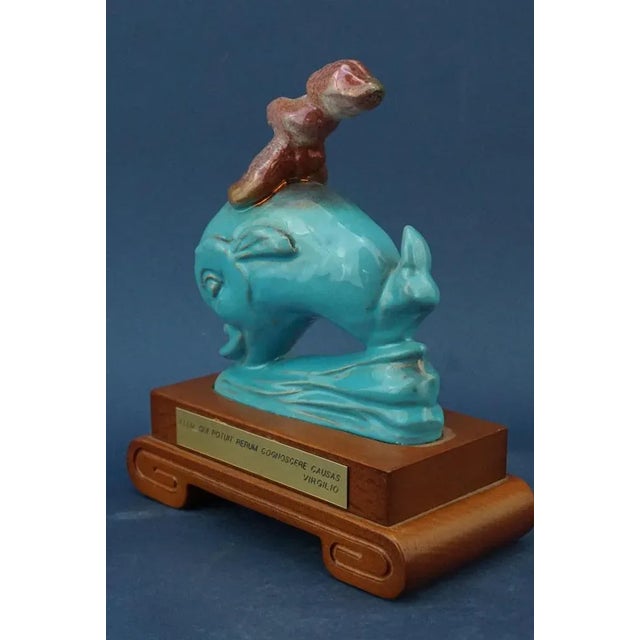 20th Century Futurist Ceramic Sculpture of Cherub on Dolphin by Riccardo Gatti, Italy For Sale - Image 12 of 18