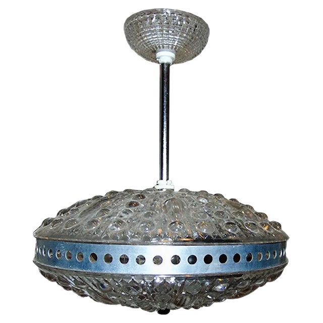 Vintage Polish Glass Ceiling Lamp, 1970s For Sale