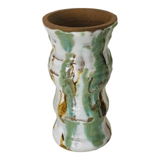 1960s French Glazed Ceramic Vase Mid-Century Organic Modern For Sale