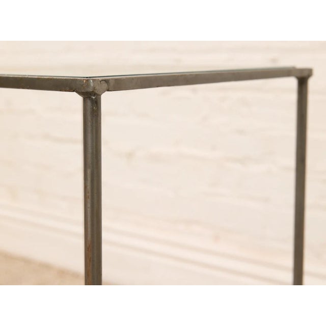 Silver Vintage Glass Top Metal Bar Table For Sale - Image 8 of 11