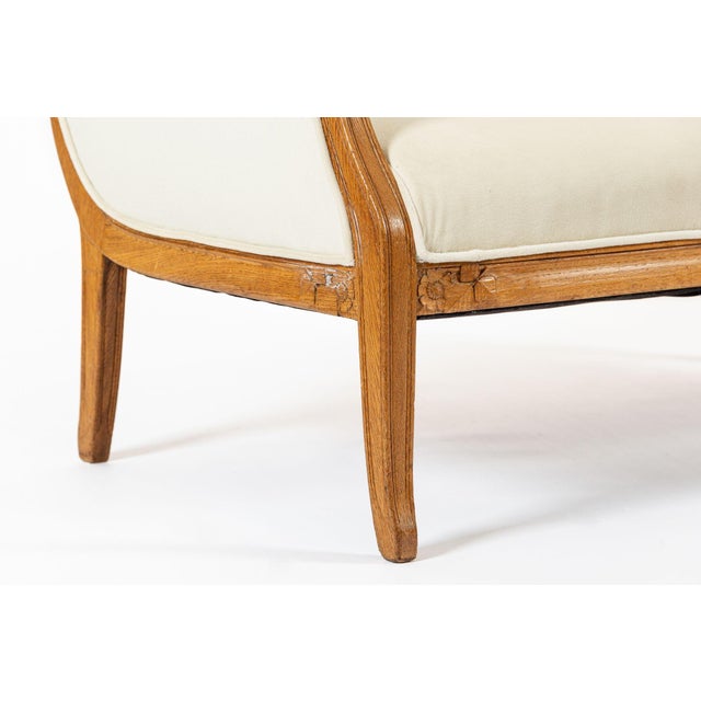 Antique French Art Deco Two-Seat Loveseat Sofa Cream Upholstery 1940s For Sale - Image 10 of 12