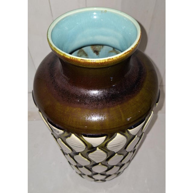 Vintage Ceramic Vase with Relief Decoration in Honeycomb Pattern by Übelacker-Keramik, 1970s, in Very Good conditions....