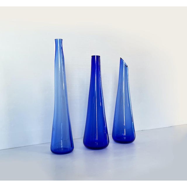 Murano Glass Blue Vase For Sale - Image 5 of 9