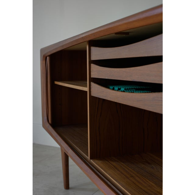 Mid-Century Modern Rare 1960s Bernhard Pedersen & Son Teak Credenza With Tambour Doors For Sale - Image 3 of 10