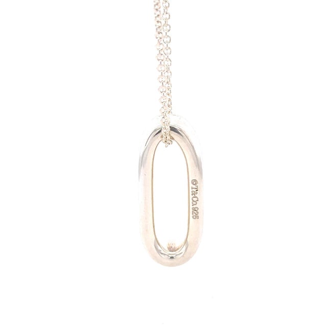 Contemporary Tiffany & Co. Sterling Silver 1837 Oval Loop Pendant Necklace 13.21g For Sale - Image 3 of 8