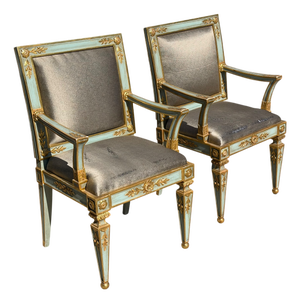 Pair of Hendrix Allardyce Neoclassical Venetian Style Painted Arm Chairs