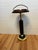 1970s Mid-Century Modern Brass and Faux Leather Floor Standing Ashtray With Amber Glass Insert For Sale - Image 4 of 5