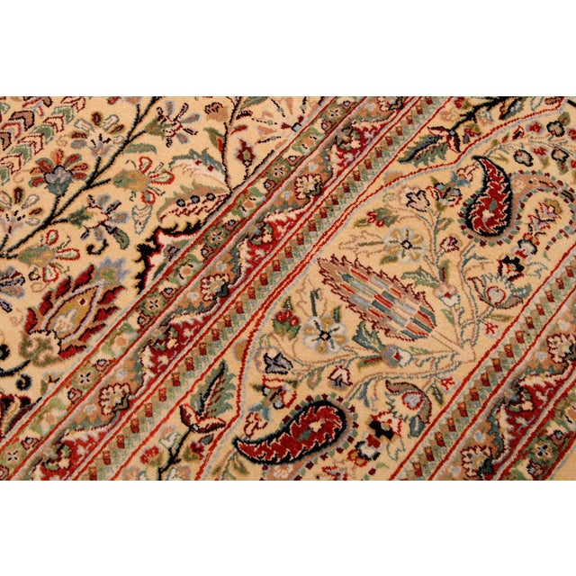 Shabby Chic 1990's Pak-Persian Ivory/Green Wool Rug - 9'4'' X 13'6'' For Sale - Image 4 of 9