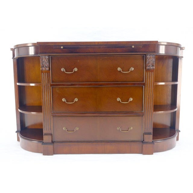 Mahogany c1940s 3 Drawer Shelves Sideboard Credenza Console MINT For Sale - Image 12 of 18