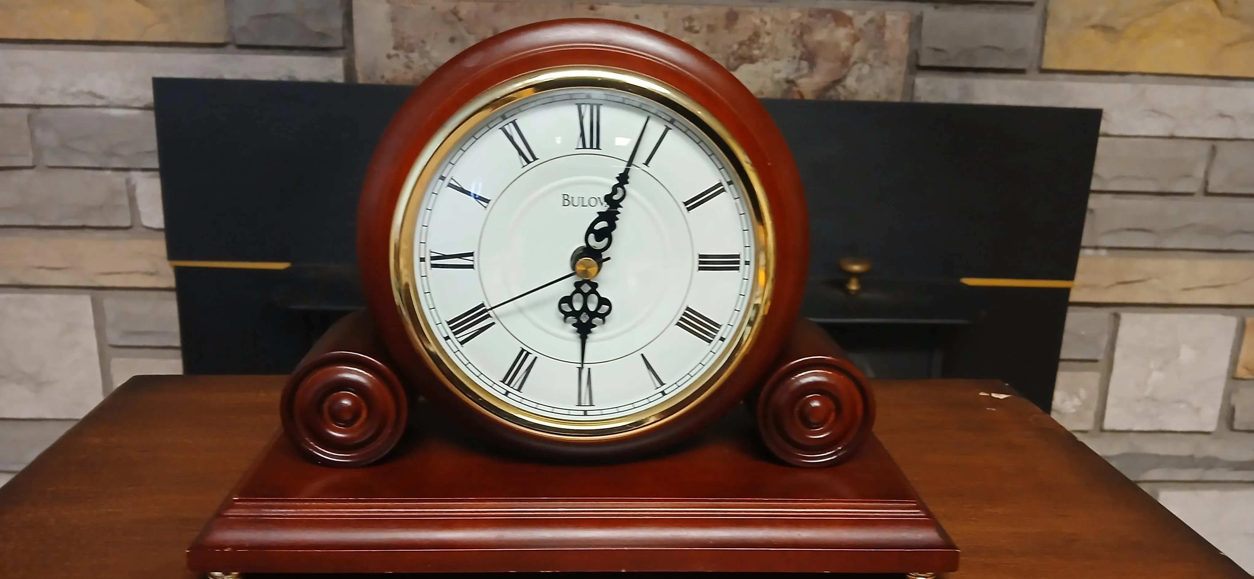 1970s Bulova Walnut Mantel Clock, Model B1895 | Chairish