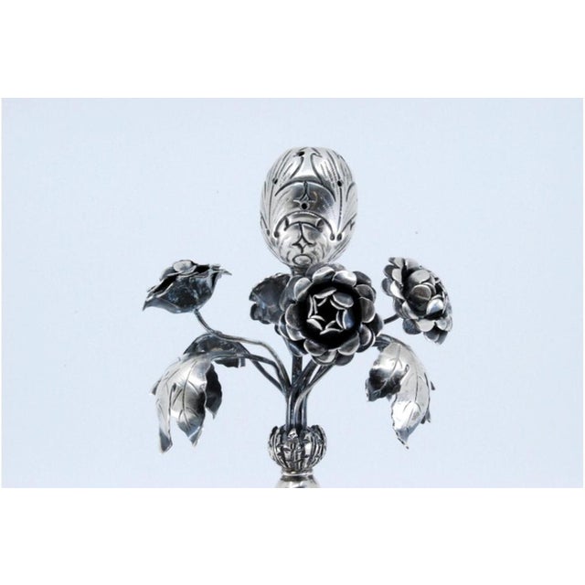 Silver Toothpick Holder with Flowers and Leaves For Sale - Image 3 of 11