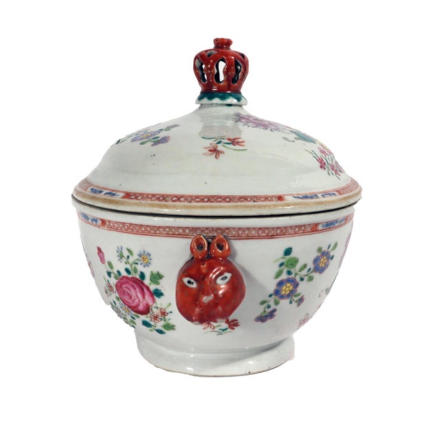 Rose Chinese Export Famille Rose Porcelain Soup Tureen, Cover & Stand For Sale - Image 8 of 18