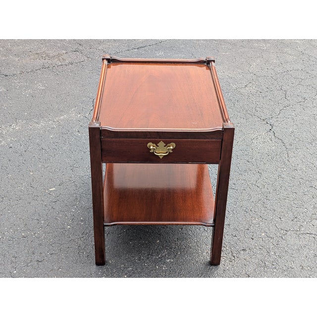 1970s Chippendale Style 2-Tier Mahogany Side Table With Gallery Surface and Single Drawer For Sale In Washington DC - Image 6 of 8