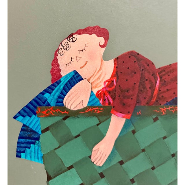 Harry Dunn, Whimsical Harry Dunn Painting Sleeping Girl Mid Century Americana Folk Art For Sale In Miami - Image 6 of 12