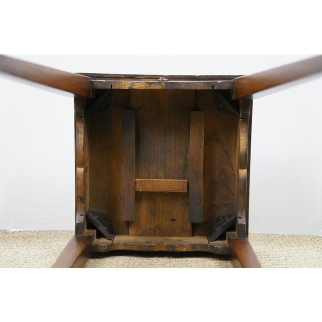 Mid 20th Century Walnut Floral Rose Tea Side Table W Pull Out Tray 19" For Sale - Image 15 of 18
