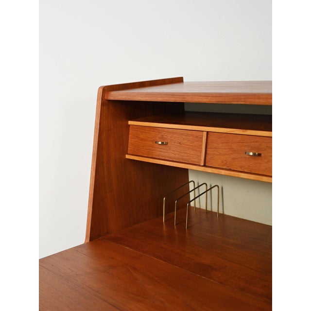 Brown Scandinavian Secretaire with Hidden Mirror, 1960s For Sale - Image 8 of 10