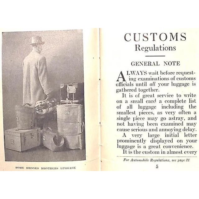 White Brooks Brothers Customs Regulations a Companion Book "Going to Europe" 1911 For Sale - Image 8 of 10
