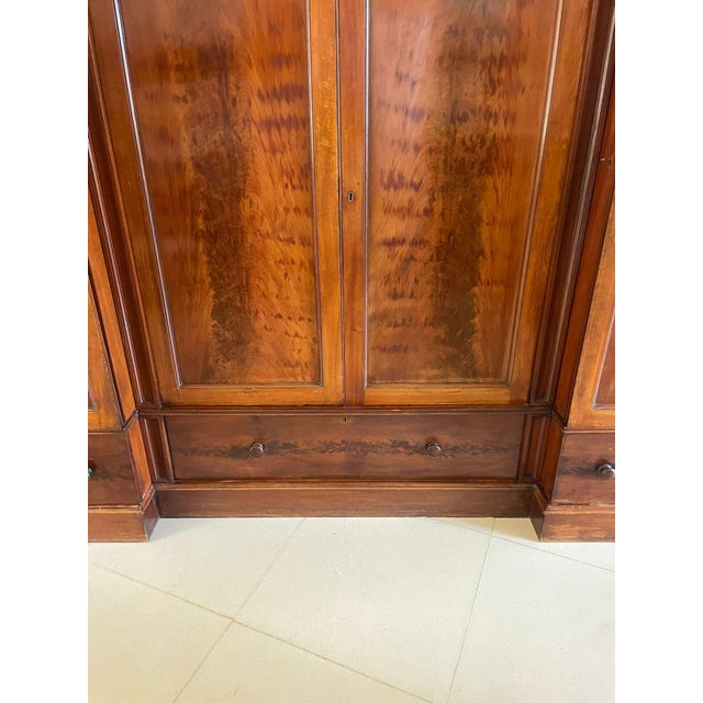 Large Victorian Figured Mahogany Four Door Wardrobe, 1860s For Sale - Image 14 of 17