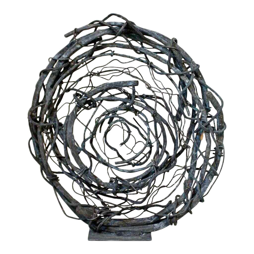 2020 Contemporary Round Copper Metal Abstract Table Sculpture Robert Hansen Chairish