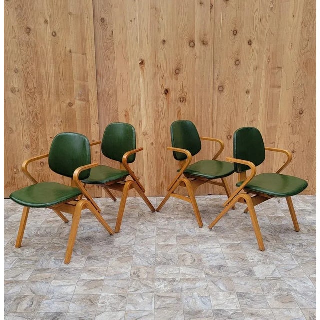 Mid Century Modern Thonet Bent Plywood Dining by Joe Atkinson - Set of 4 Beautiful set of 4 MCM bent plywood blonde...