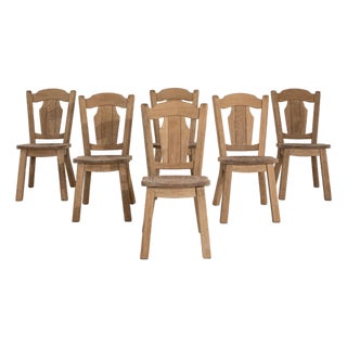 19th Century Belgium Traditional Tan Wood Dining Chair For Sale
