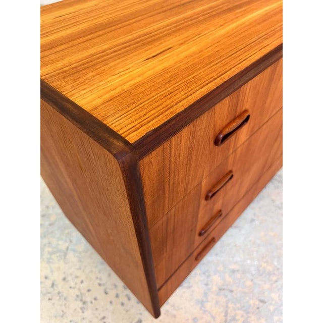 with its sculptural design and sophisticated contrasts, this teak chest of drawers from Denmark perfectly embodies the...