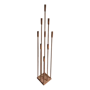Vintage Brutalist Iron Floor Candelabra in the Style of Harry Bertoia