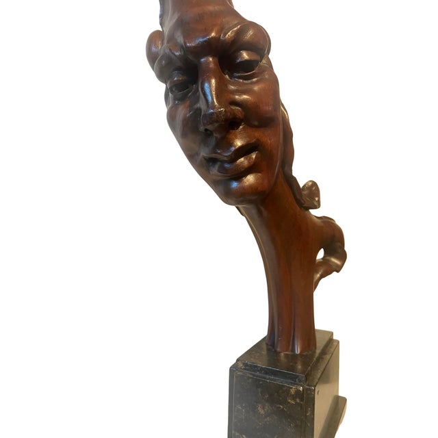 1900 - 1909 1900s Pair of Hand-Carved Architectural Figures on Marble Pedestals – Art Deco Period For Sale - Image 5 of 16