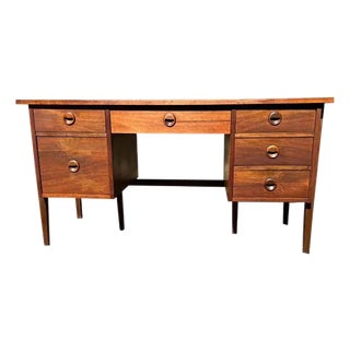 Mid Century Modern Walnut Writing Desk by Stanley Furniture For Sale