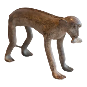 Vintage African Monkey With Banana in Mouth Figurine