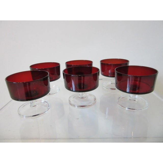 J G Durand Ruby Desert Glasses by Arcoroc France For Sale - Image 9 of 9