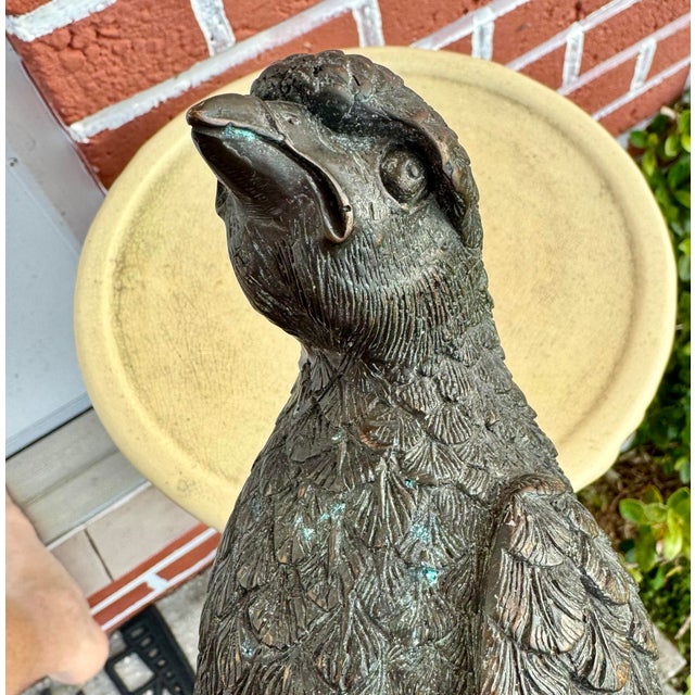 Realism Mid 20th Century Highly Detailed Antique Bronze Bird of Prey Sculpture Osprey Hawk Falcon Falconry For Sale - Image 3 of 11