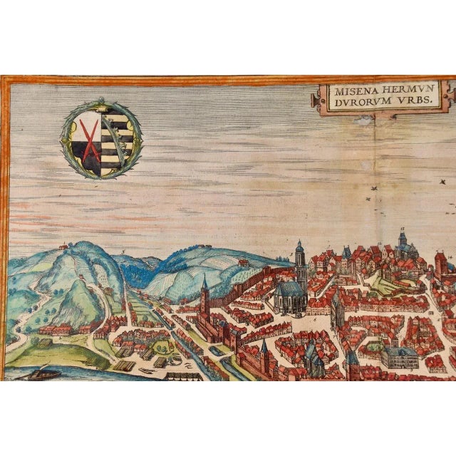 Meissen, Germany: A 16th Century Hand-Colored Map by Braun & Hogenberg, 1575 For Sale - Image 4 of 7