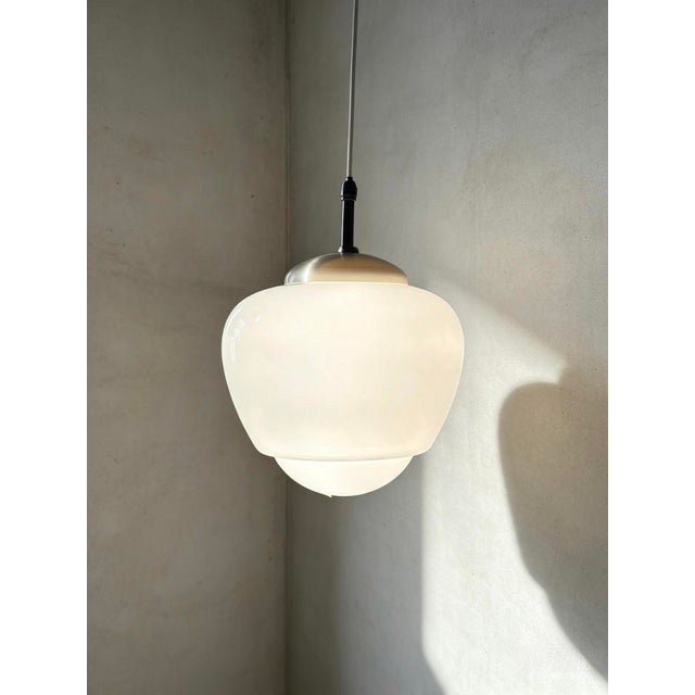 Bauhaus Czech Opaline Pendant Light by Napako, 1960s For Sale - Image 3 of 9