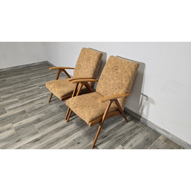 Textile Mid-Century Armchairs, Set of 2 For Sale - Image 7 of 13