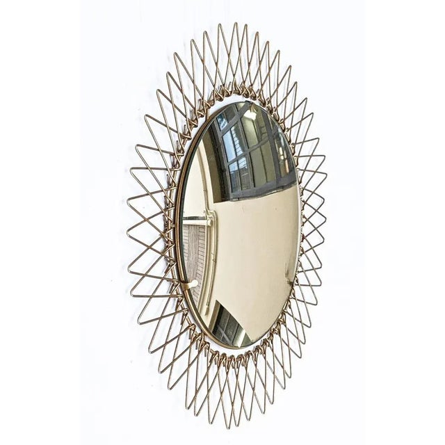 1950s Mid-Century French Brass Sunburst Wall Mirror, 1970s For Sale - Image 5 of 11